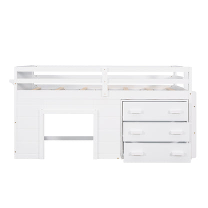 Twin Size Loft Bed with Cabinet and Shelf - White (OLD SKU:LP001501AAK) image 6