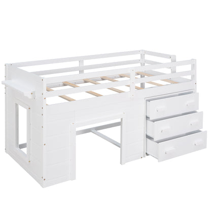 Twin Size Loft Bed with Cabinet and Shelf - White (OLD SKU:LP001501AAK) image 4