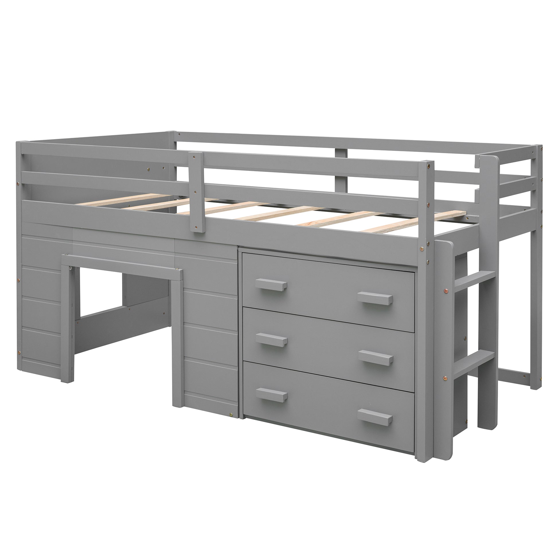 Twin Size Loft Bed with Cabinet and Shelf - Gray (OLD SKU:LP001501AAE) image 10