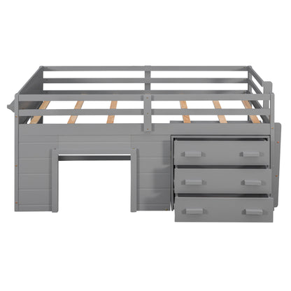 Twin Size Loft Bed with Cabinet and Shelf - Gray (OLD SKU:LP001501AAE) image 8