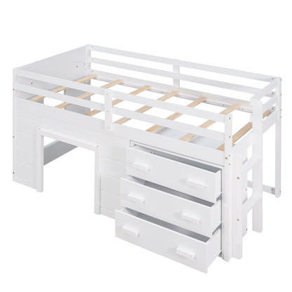 Twin Size Loft Bed with Cabinet and Shelf - White (OLD SKU:LP001501AAK) image 8