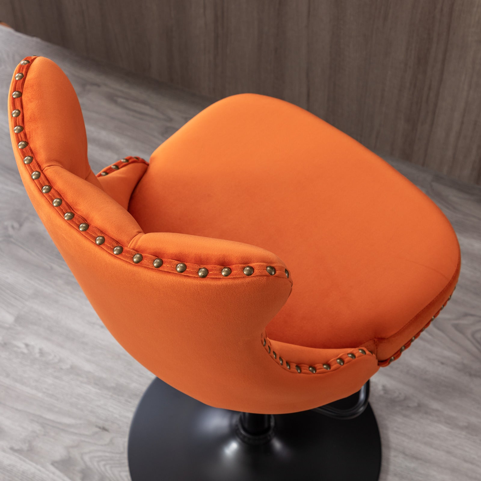 A&A Furniture,Swivel Velvet Barstools Adjusatble Seat Height from 25-33 Inch,17.7inch base, Modern Upholstered Bar Stools with Backs Comfortable Tufted for Home Pub and Kitchen Island,Orange,Set of 2 image 11