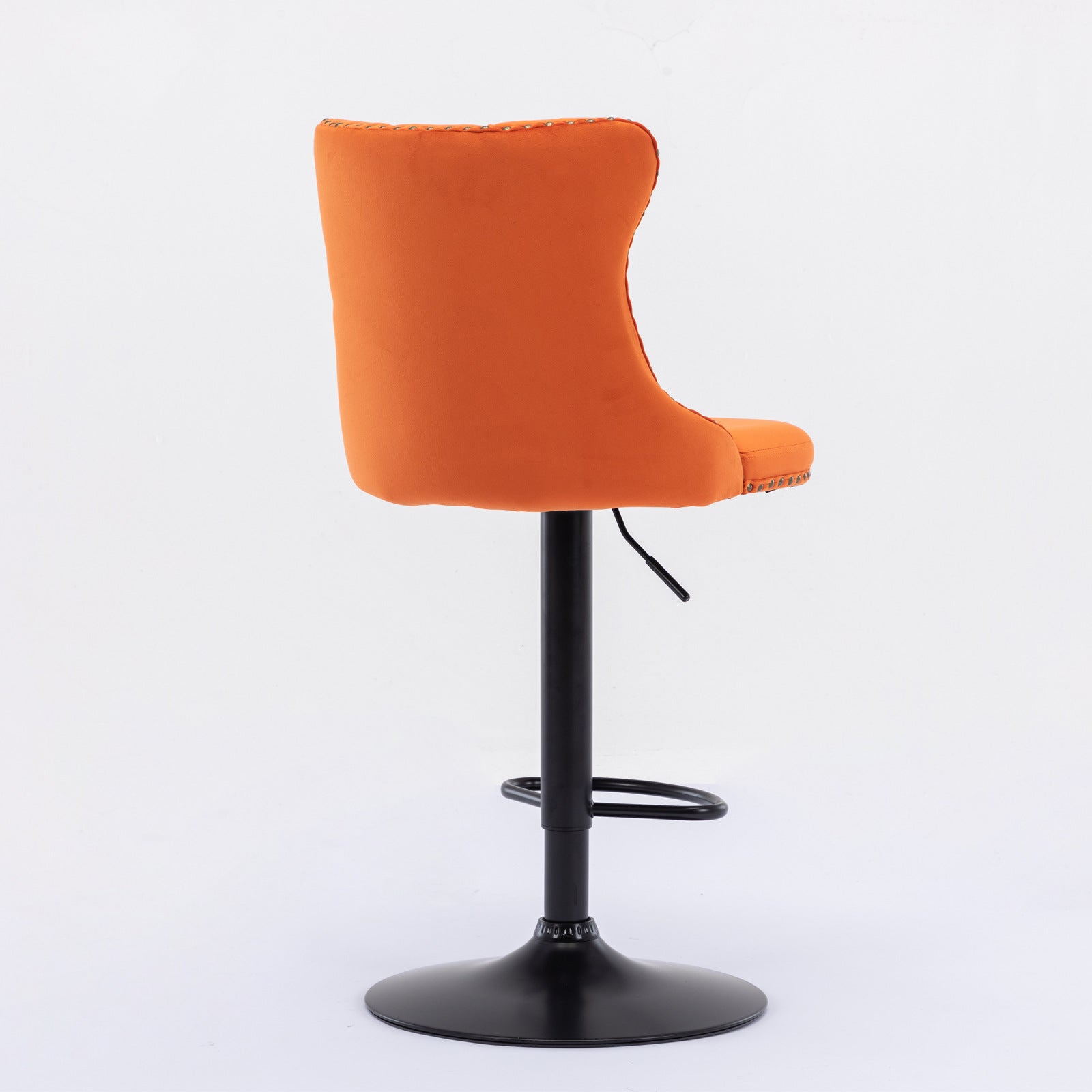 A&A Furniture,Swivel Velvet Barstools Adjusatble Seat Height from 25-33 Inch,17.7inch base, Modern Upholstered Bar Stools with Backs Comfortable Tufted for Home Pub and Kitchen Island,Orange,Set of 2 image 5