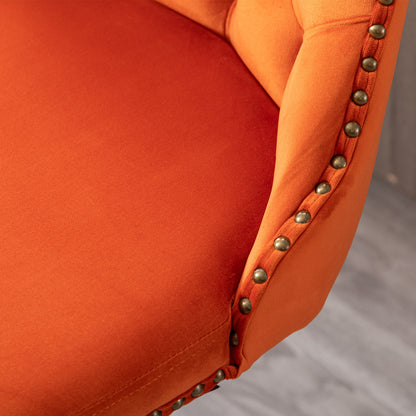 A&A Furniture,Swivel Velvet Barstools Adjusatble Seat Height from 25-33 Inch,17.7inch base, Modern Upholstered Bar Stools with Backs Comfortable Tufted for Home Pub and Kitchen Island,Orange,Set of 2 image 10