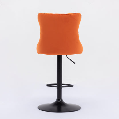 A&A Furniture,Swivel Velvet Barstools Adjusatble Seat Height from 25-33 Inch,17.7inch base, Modern Upholstered Bar Stools with Backs Comfortable Tufted for Home Pub and Kitchen Island,Orange,Set of 2 image 6