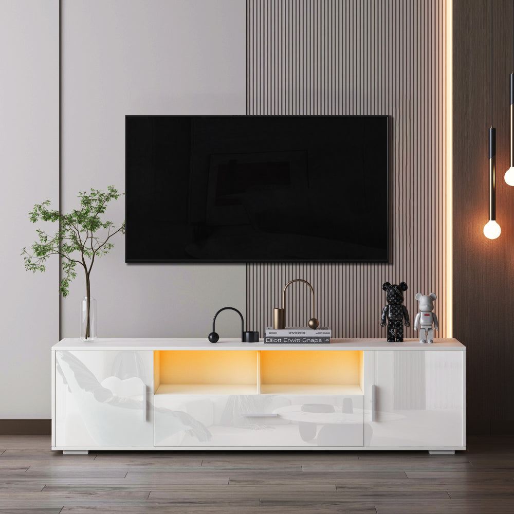 FashionTV Stand TV Cabinet - LED Light Console for Living Room & Bedroom