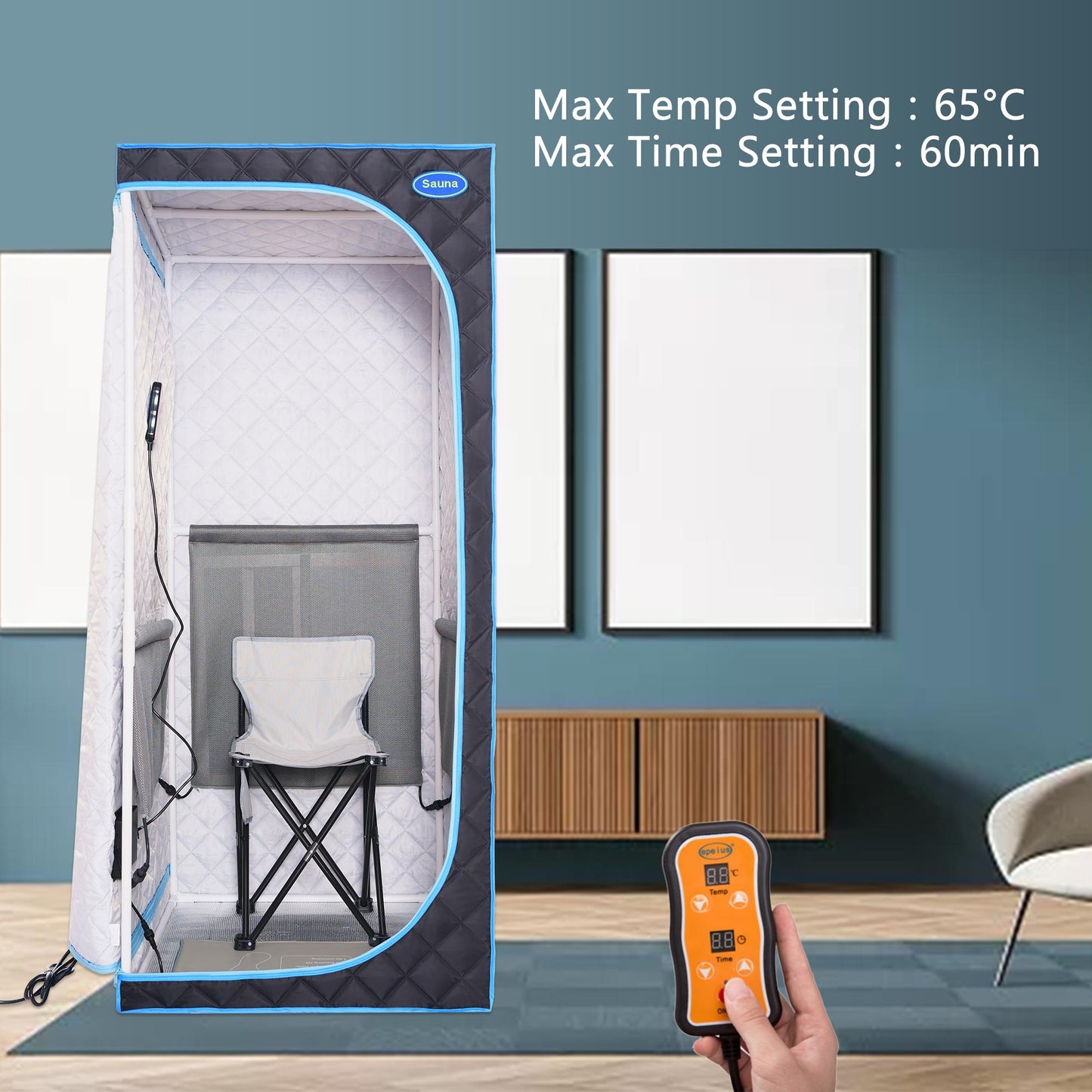 Portable Full Size Black Infrared Sauna tent–Personal Home Spa, with Infrared Panels, Heating Foot Pad,Controller, Foldable Chair,Reading light.Easy to Install.Fast heating, with FCC Certification. image 5