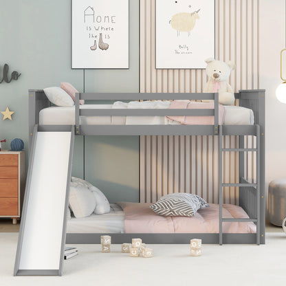 Full over Full Bunk Bed with Slide and Ladder in Grey Color image 5