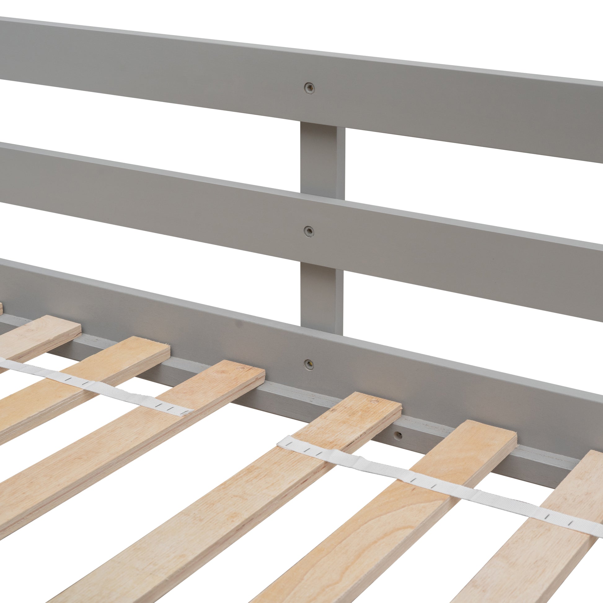 Twin over Twin House Bunk Bed with Roof, Window, Window Box, Door, with Safety Guardrails and Ladder, Grey image 8