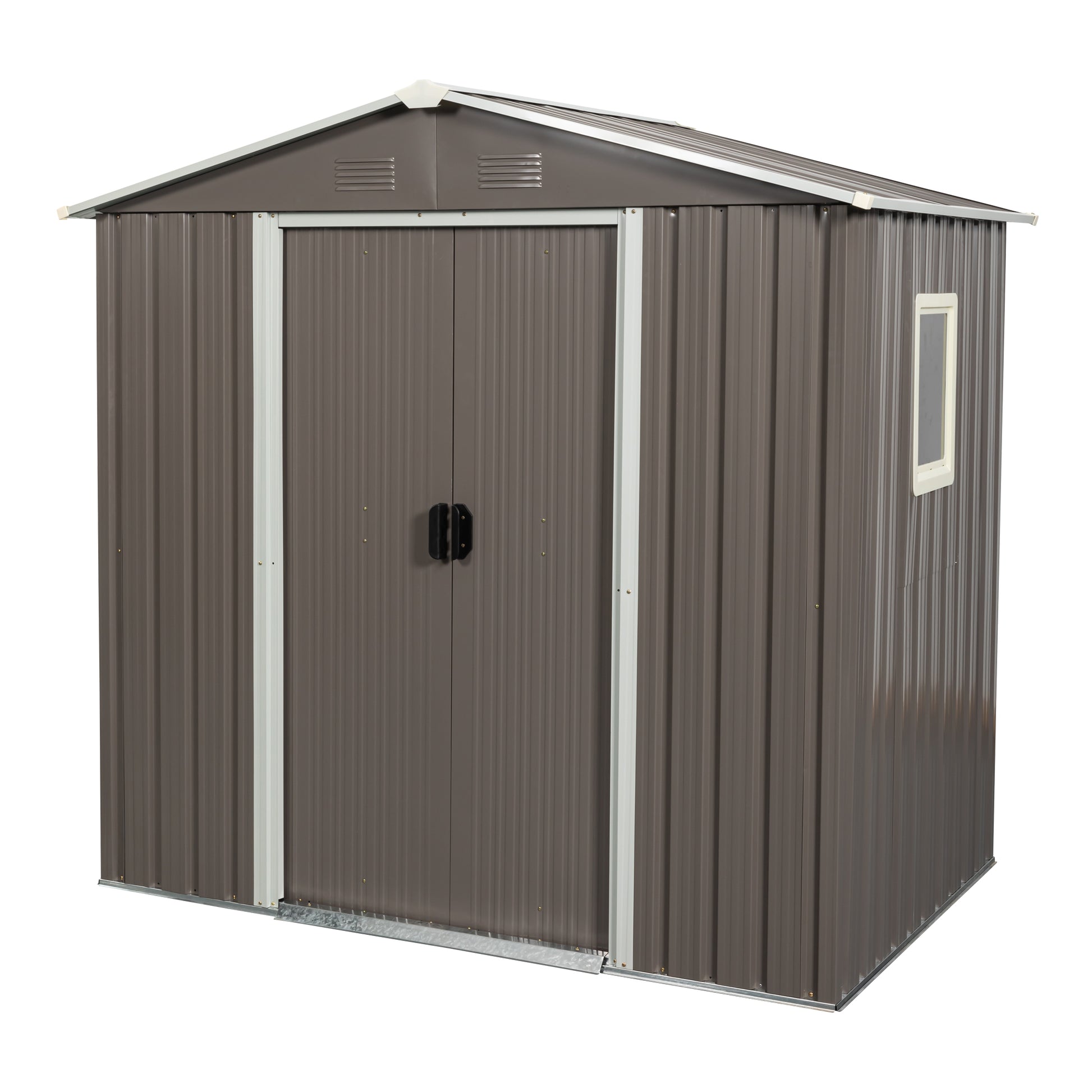 6ft x 5ft Outdoor Metal Storage Shed gray With window image 5