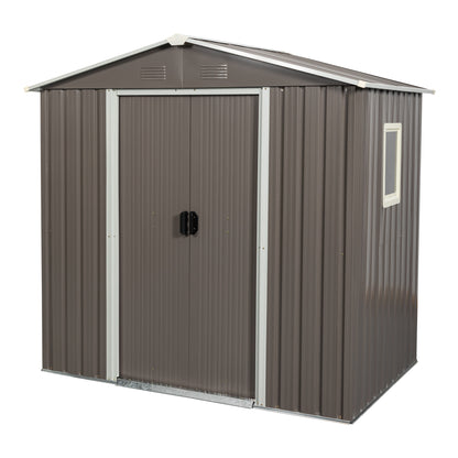 6ft x 5ft Outdoor Metal Storage Shed gray With window image 5