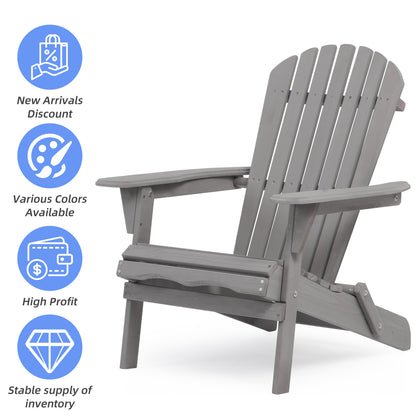 Wood Lounge Patio Chair for Garden Outdoor Wooden Folding Adirondack Chair Set of 2 Solid Wood Lounge Patio Chair for Garden, Lawn, Backyard, image 3