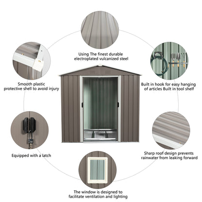 6ft x 5ft Outdoor Metal Storage Shed gray With window image 7