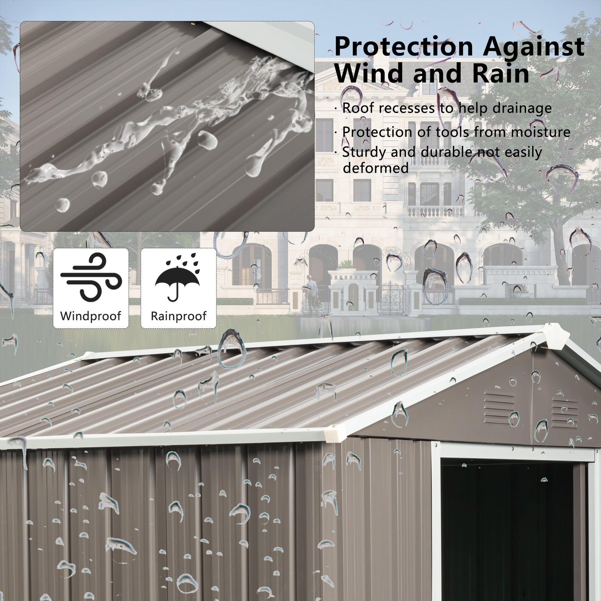 6ft x 5ft Outdoor Metal Storage Shed gray With window image 4