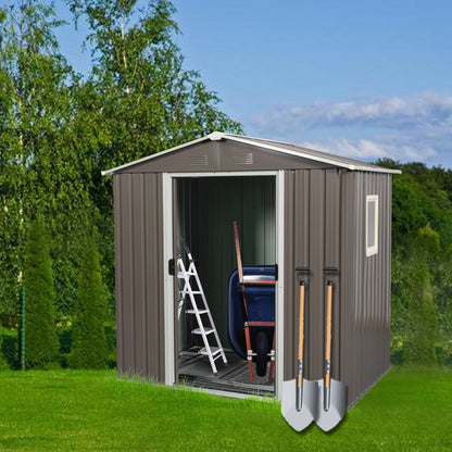 6ft x 5ft Outdoor Metal Storage Shed gray With window image 1