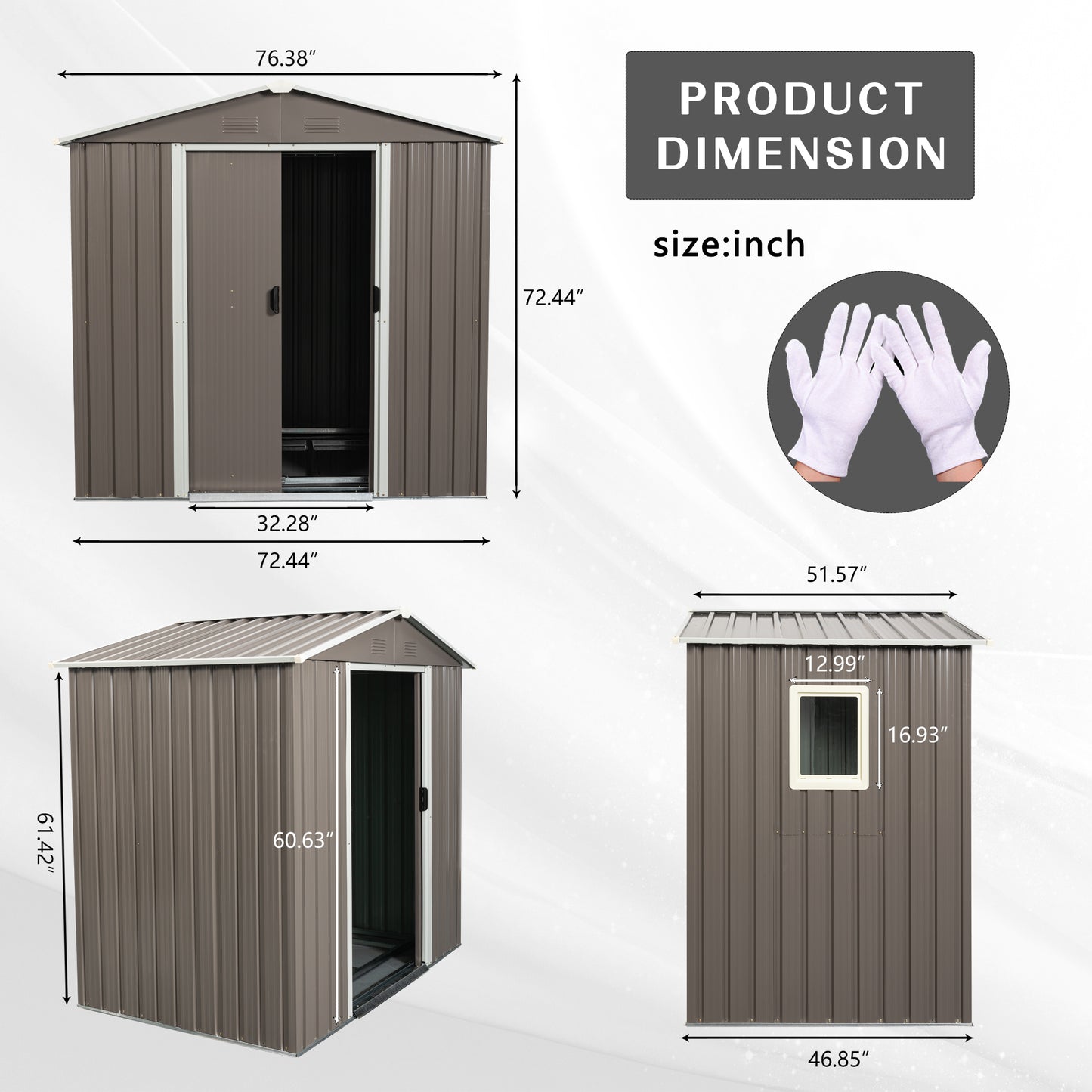 6ft x 5ft Outdoor Metal Storage Shed gray With window image 9
