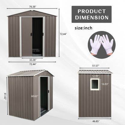 6ft x 5ft Outdoor Metal Storage Shed gray With window image 9