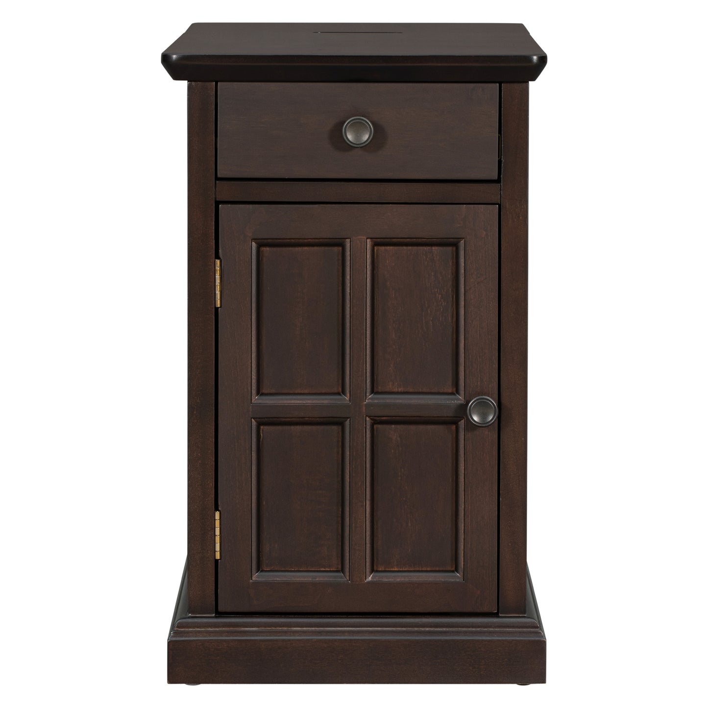 U-Can Classic Vintage Livingroom End Table Side Table with USB Ports and One Multifunctional Drawer with cup holders, Antique Espresso (Old SKU: WF296294AAP) image 8