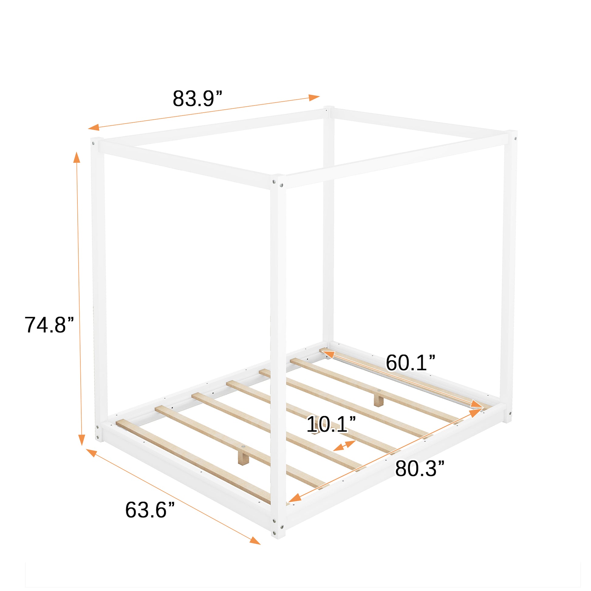 Queen Size Canopy Platform Bed with Support Legs,White image 10