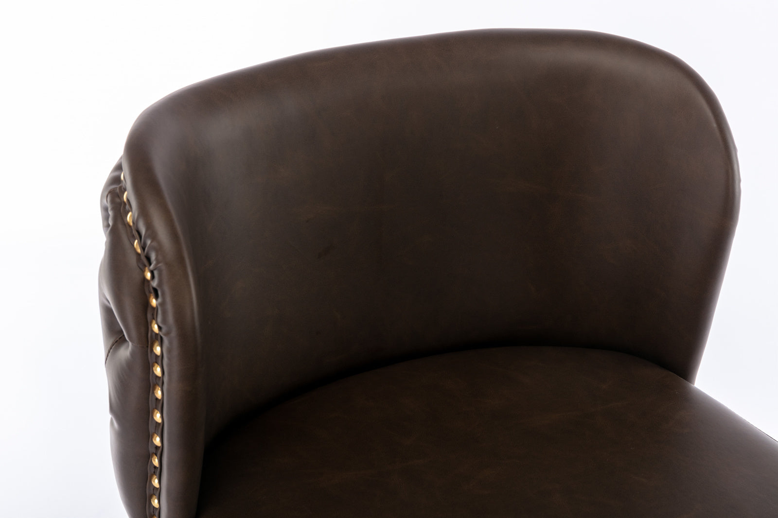 A&A Furniture,Swivel Barstools Adjusatble Seat Height, Modern PU Upholstered Bar Stools with the whole Back Tufted, for Home Pub and Kitchen Island（Brown, Set of 2） image 7