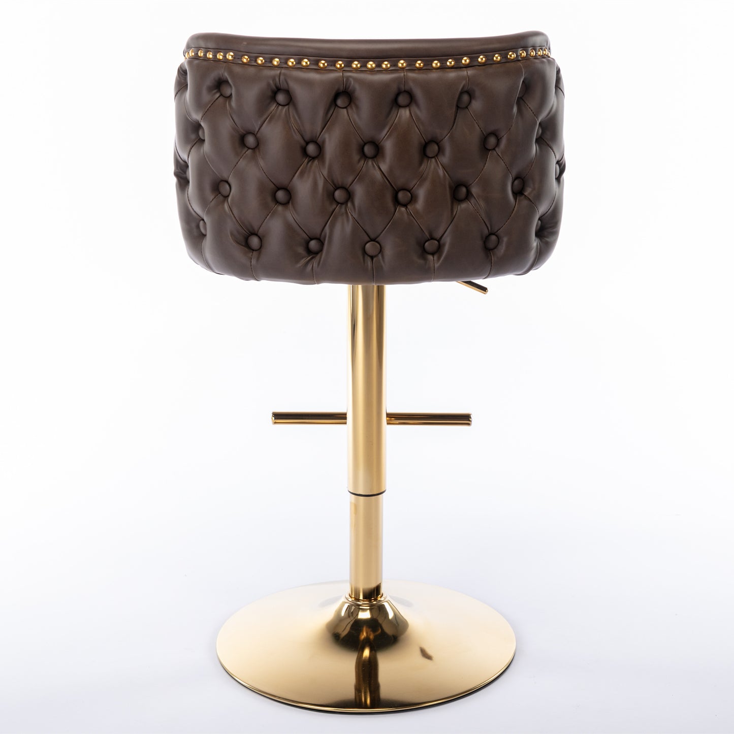 A&A Furniture,Swivel Barstools Adjusatble Seat Height, Modern PU Upholstered Bar Stools with the whole Back Tufted, for Home Pub and Kitchen Island（Brown, Set of 2） image 6