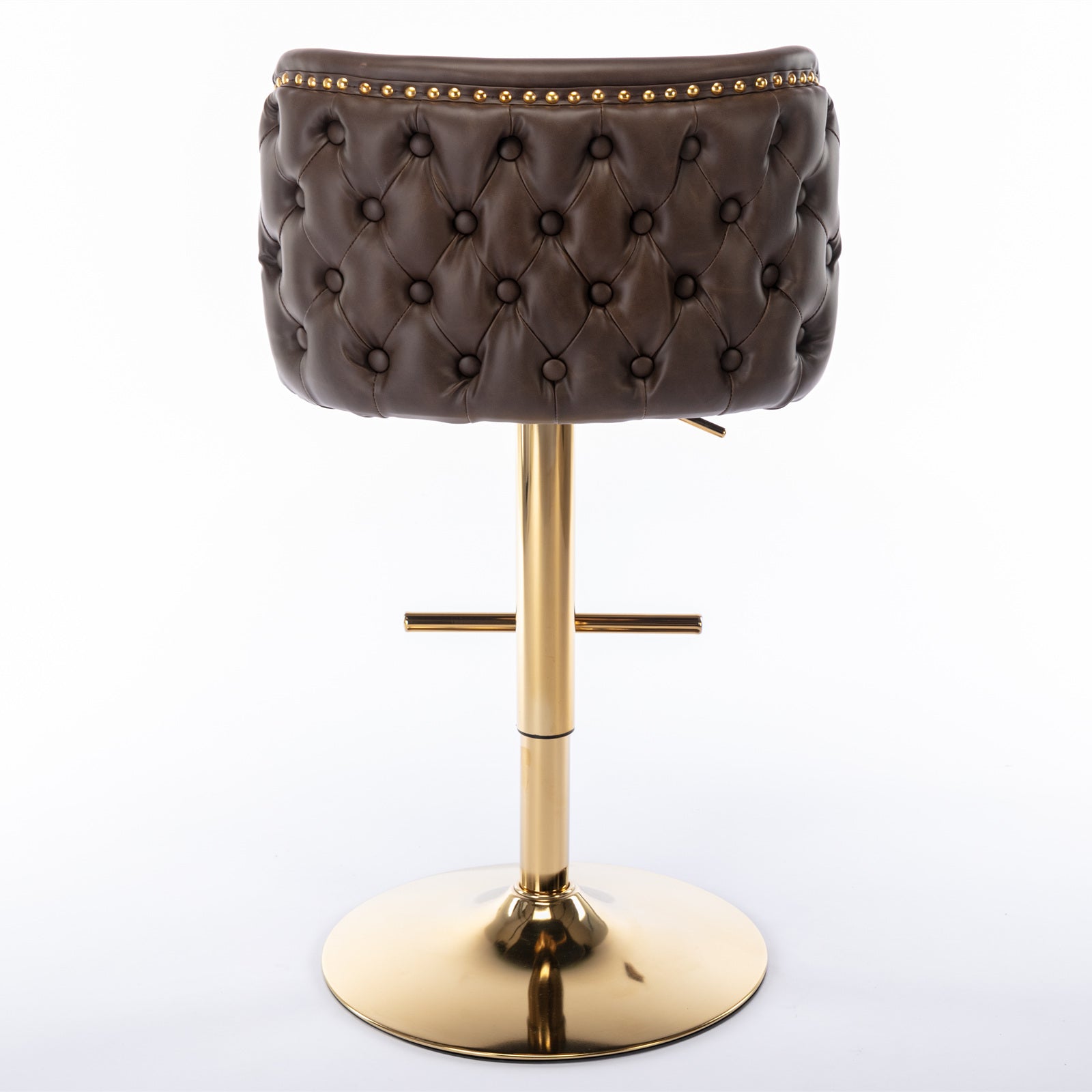 A&A Furniture,Swivel Barstools Adjusatble Seat Height, Modern PU Upholstered Bar Stools with the whole Back Tufted, for Home Pub and Kitchen Island（Brown, Set of 2） image 6