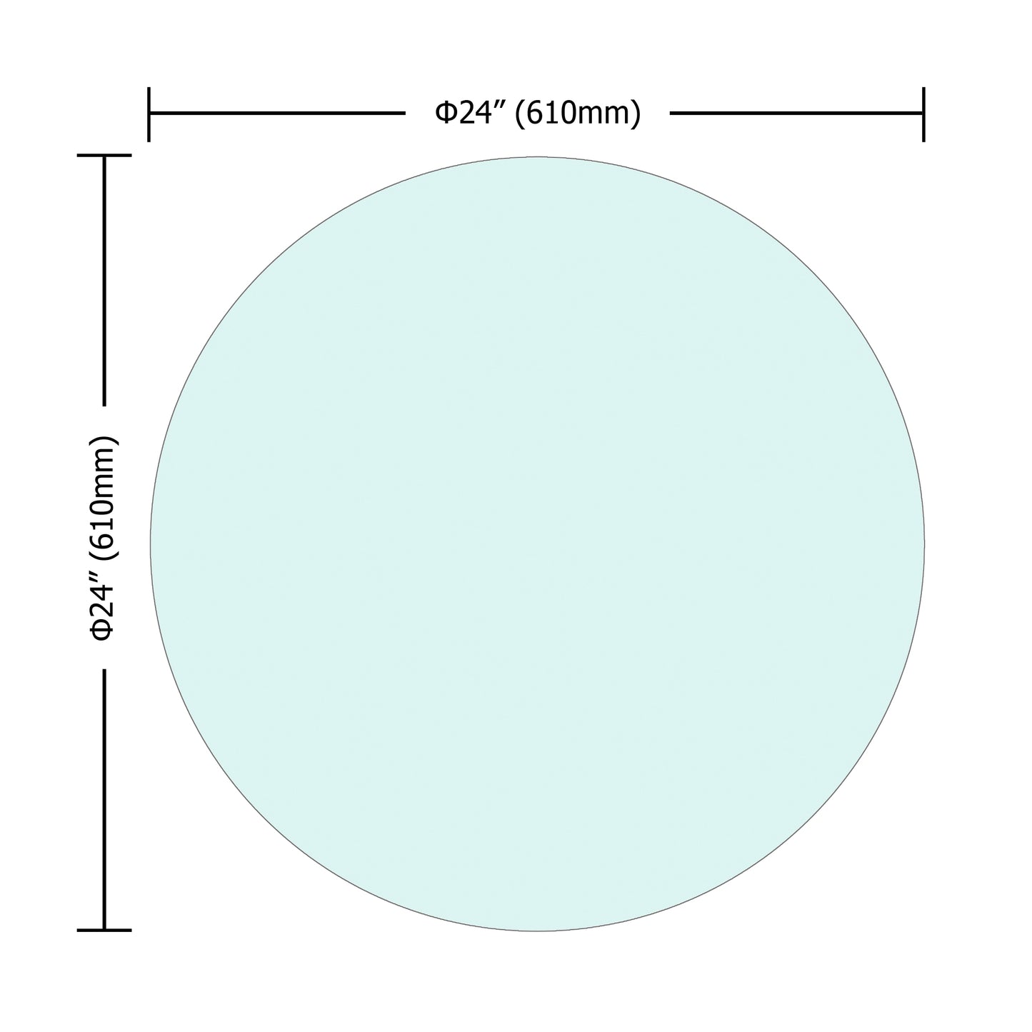24" Inch Round Tempered Glass Table Top Clear Glass 1/4" Inch Thick Flat Polished Edge image 2
