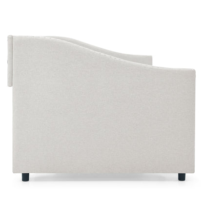 Full Size Daybed with Drawers Upholstered Tufted Sofa Bed, with Button on Back and Copper Nail on Waved Shape Arms, Beige (80.5''x55.5''x27.5'') (OLD SKU: W1413S00004) image 11
