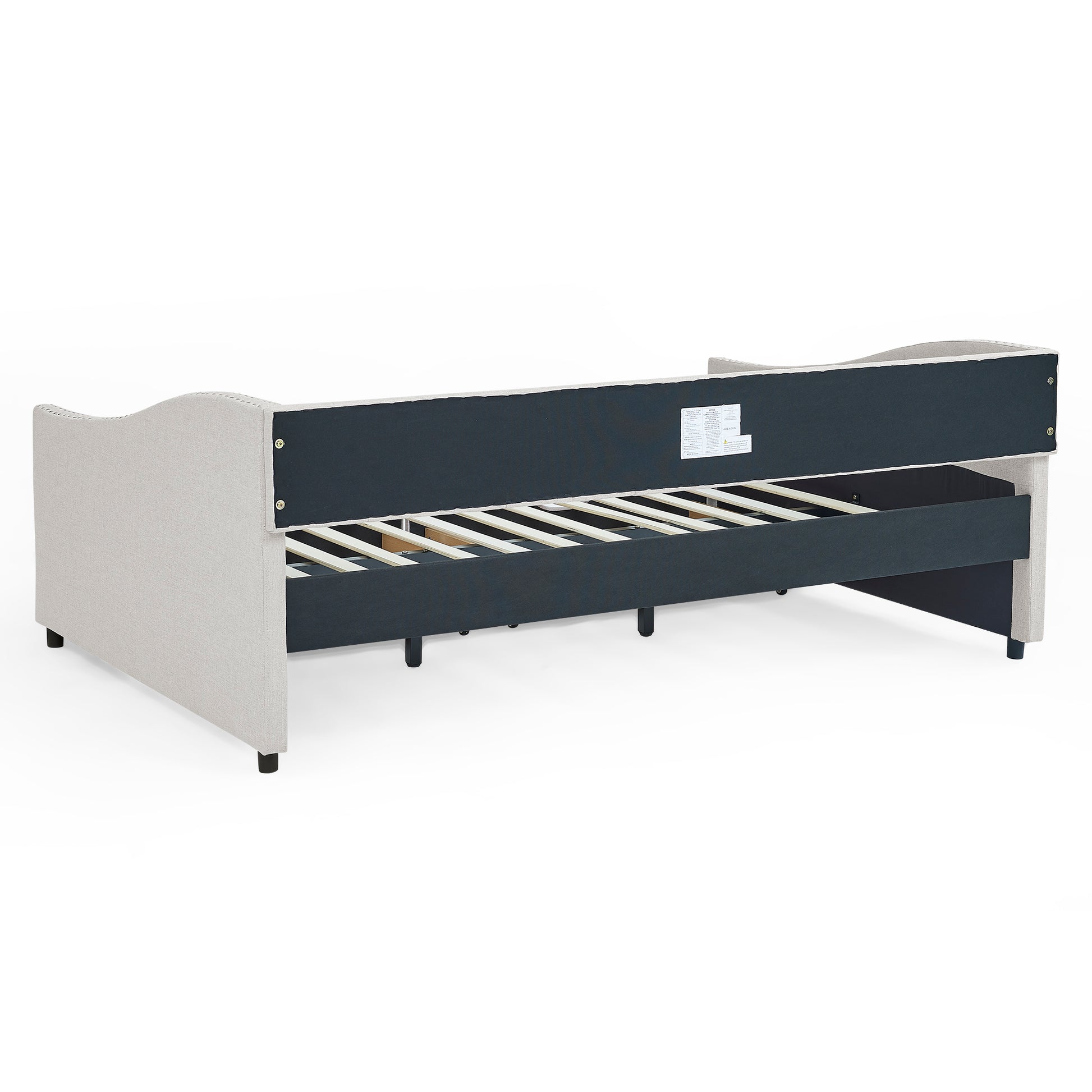 Full Size Daybed with Drawers Upholstered Tufted Sofa Bed, with Button on Back and Copper Nail on Waved Shape Arms, Beige (80.5''x55.5''x27.5'') (OLD SKU: W1413S00004) image 9