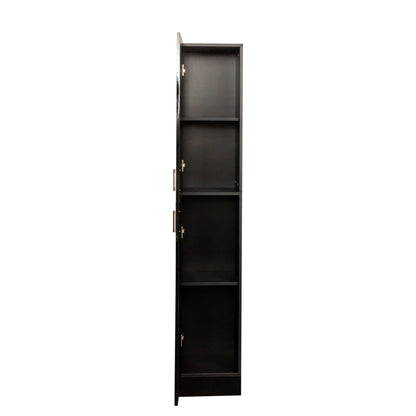 Freestanding Cabinet with Inadjustable Shelves and two Doors for Kitchen, Dining Room,black image 12