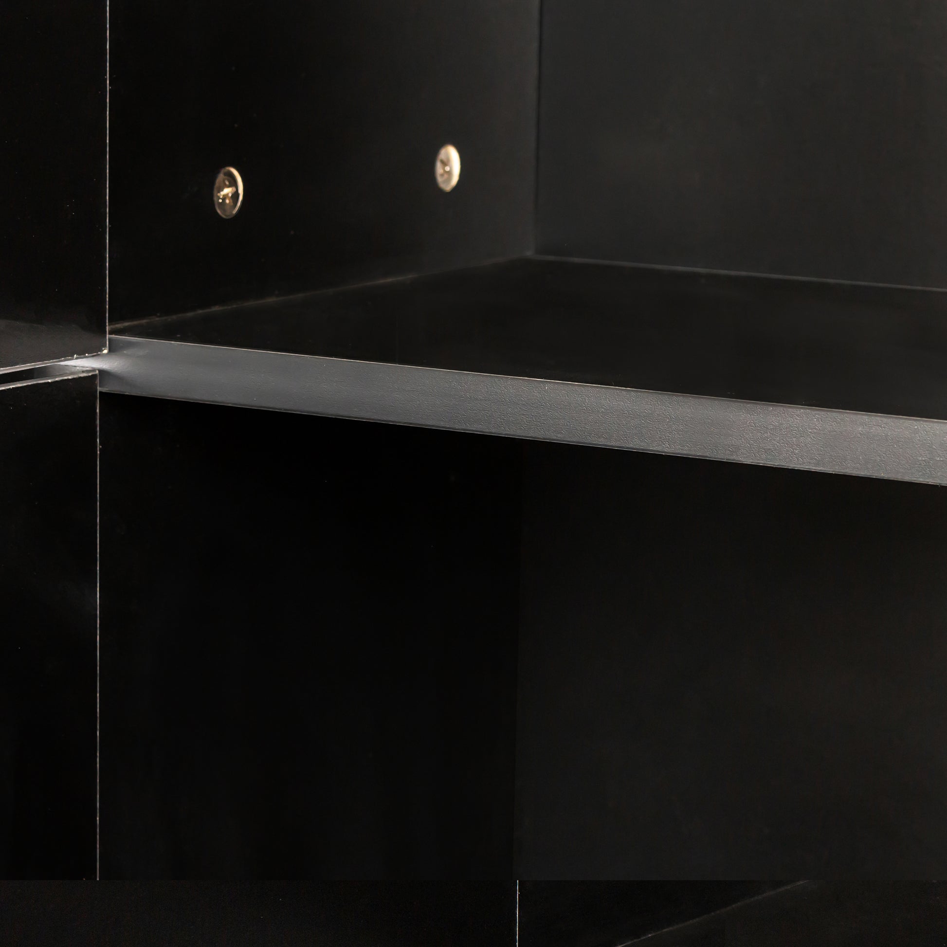 Freestanding Cabinet with Inadjustable Shelves and two Doors for Kitchen, Dining Room,black image 7