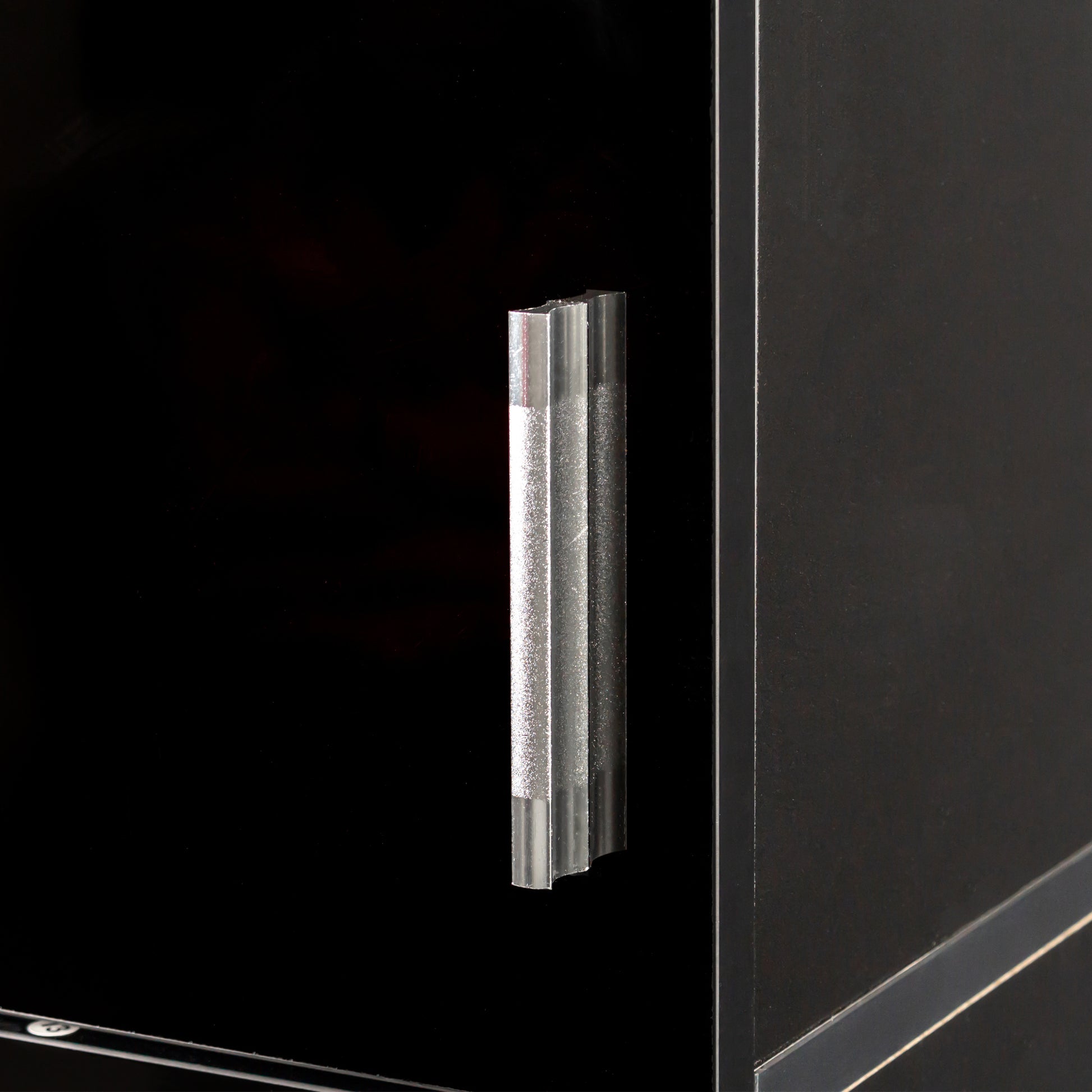 Freestanding Cabinet with Inadjustable Shelves and two Doors for Kitchen, Dining Room,black image 6