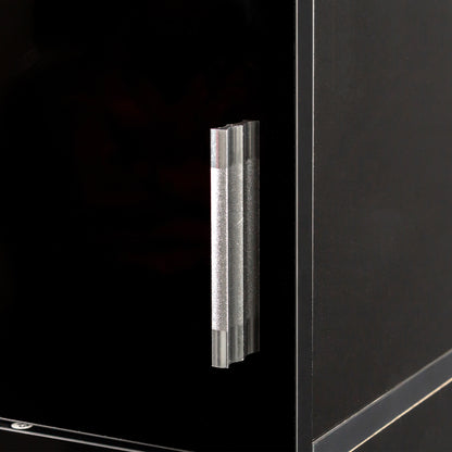 Freestanding Cabinet with Inadjustable Shelves and two Doors for Kitchen, Dining Room,black image 6