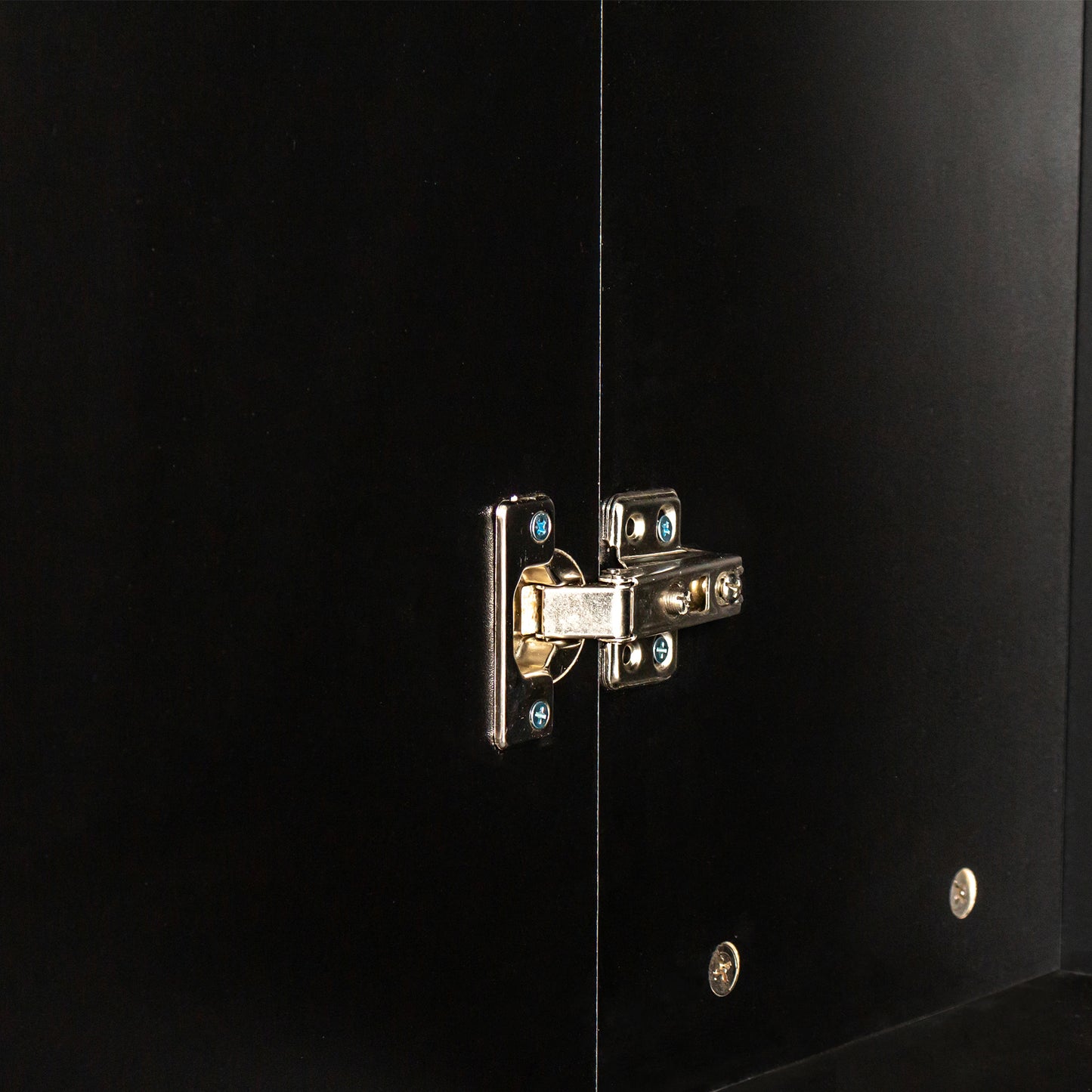 Freestanding Cabinet with Inadjustable Shelves and two Doors for Kitchen, Dining Room,black image 4