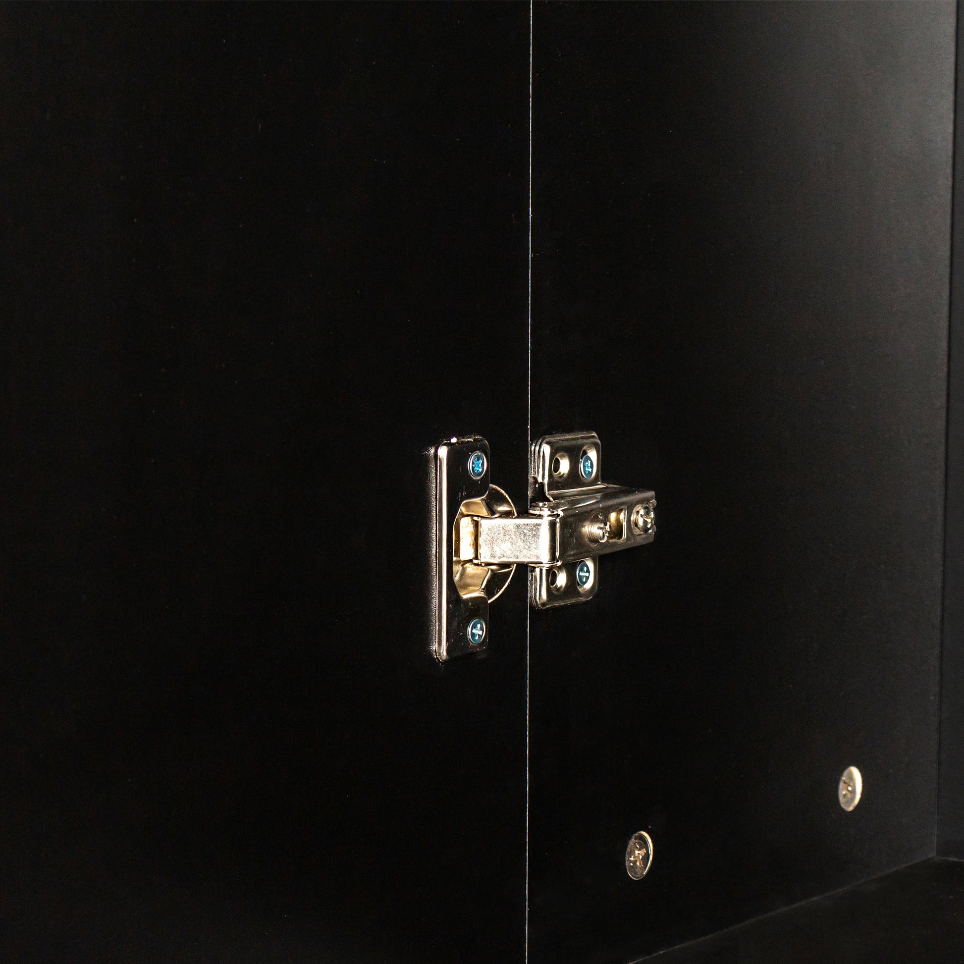 Freestanding Cabinet with Inadjustable Shelves and two Doors for Kitchen, Dining Room,black image 4