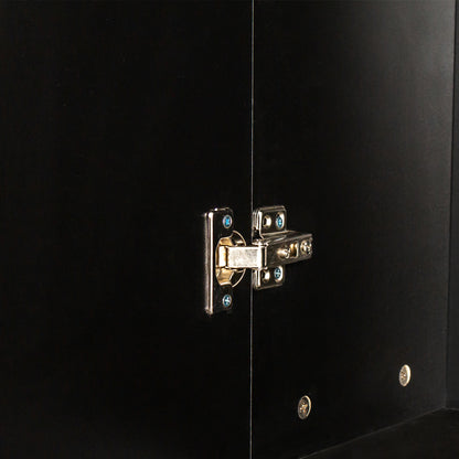 Freestanding Cabinet with Inadjustable Shelves and two Doors for Kitchen, Dining Room,black image 4