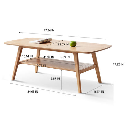 Center table Low Table 100% solid wood Top plate Desk Coffee table Width 120 x Depth 56 x Height 44 cm Study desk Work from home Easy to assemble Natural wood with storage shelf Natural writing desk image 9