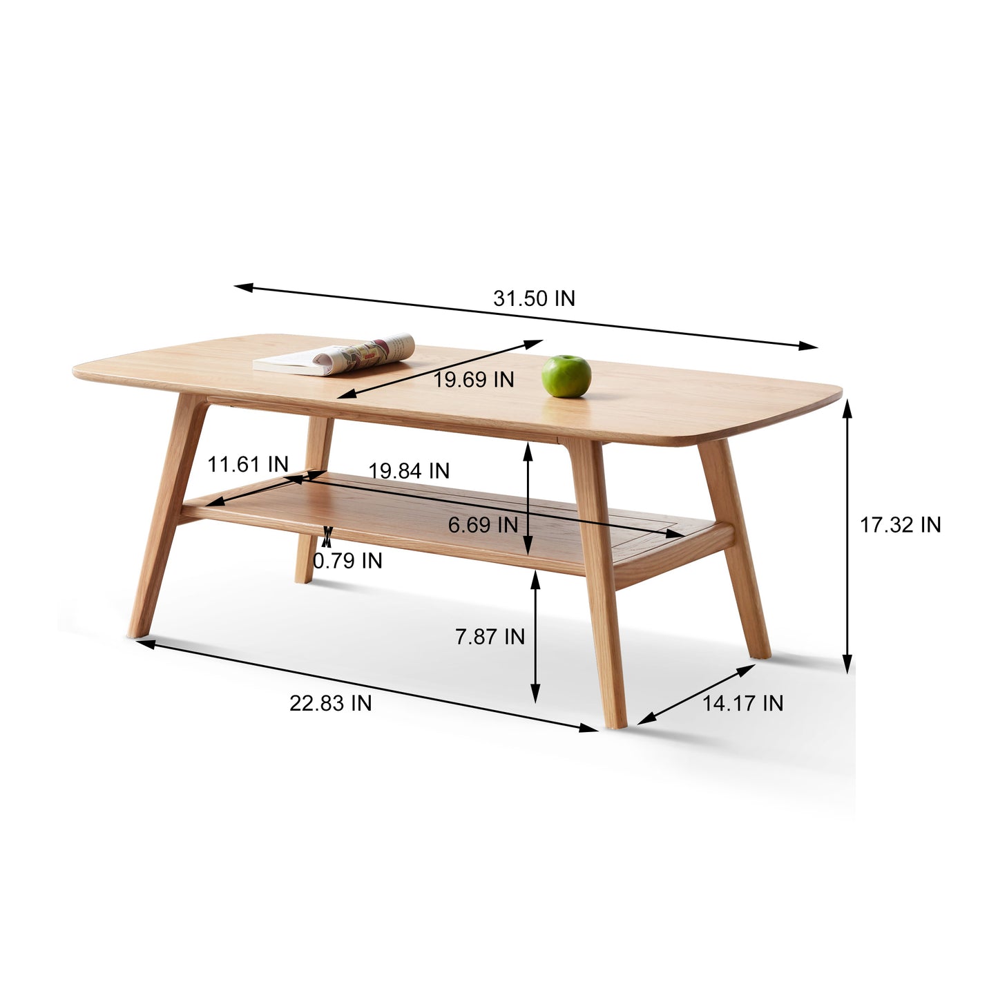 Center table Low Table 100% solid wood Top plate Desk Coffee table Width 80 x Depth 50 x Height 44 cm Study desk Work from home Easy to assemble Natural wood with storage shelf Natural writing desk image 9