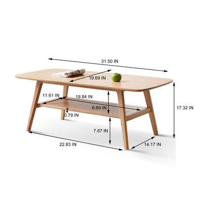 Center table Low Table 100% solid wood Top plate Desk Coffee table Width 80 x Depth 50 x Height 44 cm Study desk Work from home Easy to assemble Natural wood with storage shelf Natural writing desk image 9
