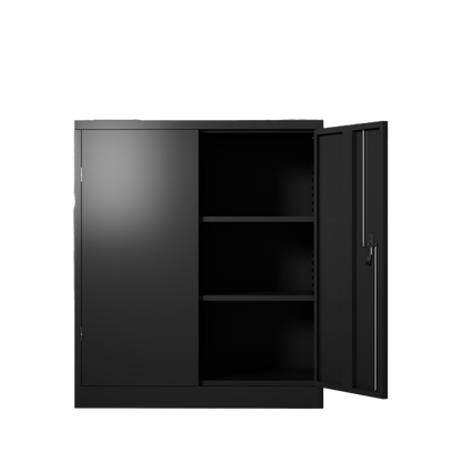 Metal Storage Cabinet with 2 Doors and 2 Shelves, Lockable Steel Storage Cabinet for Office, Garage, Warehouse image 4
