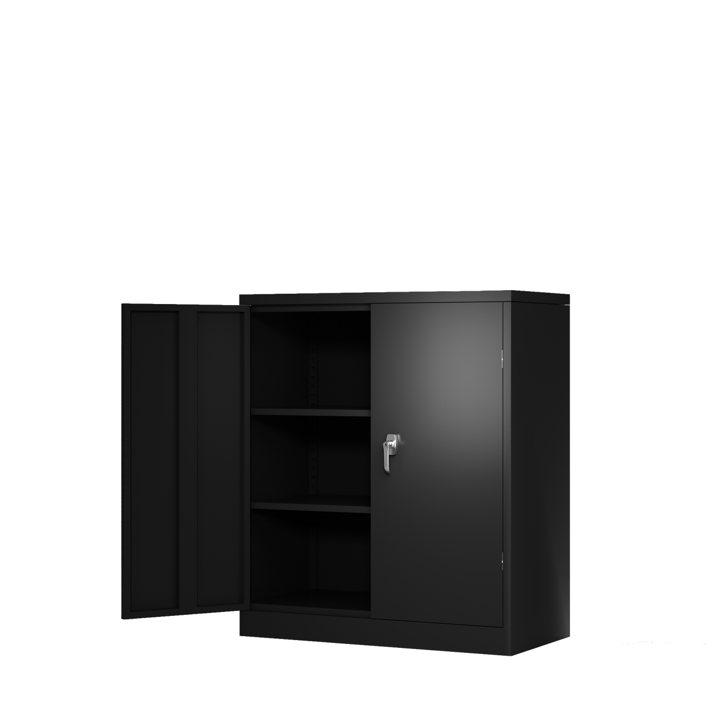 Metal Storage Cabinet with 2 Doors and 2 Shelves, Lockable Steel Storage Cabinet for Office, Garage, Warehouse image 3