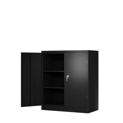 Metal Storage Cabinet with 2 Doors and 2 Shelves, Lockable Steel Storage Cabinet for Office, Garage, Warehouse image 3