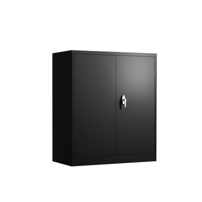 Metal Storage Cabinet with 2 Doors and 2 Shelves, Lockable Steel Storage Cabinet for Office, Garage, Warehouse image 2