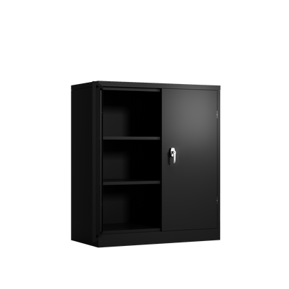 Metal Storage Cabinet with 2 Doors and 2 Shelves, Lockable Steel Storage Cabinet for Office, Garage, Warehouse image 10