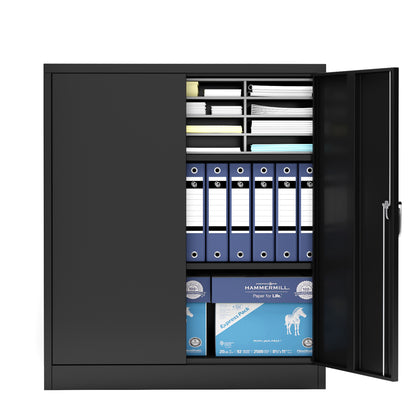 Metal Storage Cabinet with 2 Doors and 2 Shelves, Lockable Steel Storage Cabinet for Office, Garage, Warehouse image 12