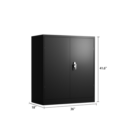 Metal Storage Cabinet with 2 Doors and 2 Shelves, Lockable Steel Storage Cabinet for Office, Garage, Warehouse image 9