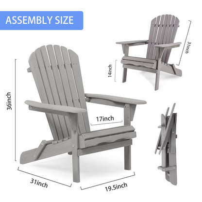 Wood Lounge Patio Chair for Garden Outdoor Wooden Folding Adirondack Chair Set of 2 Solid Wood Lounge Patio Chair for Garden, Lawn, Backyard, image 8