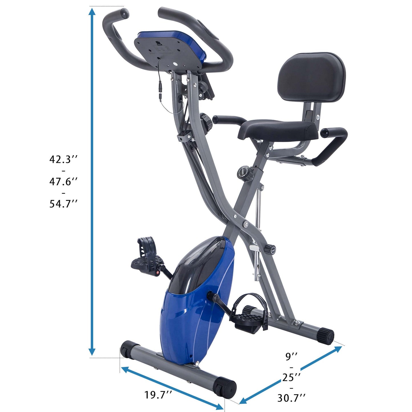 Folding Exercise Bike, Fitness Upright and Recumbent X-Bike with 16-Level Adjustable Resistance, Arm Bands and Backrest image 8