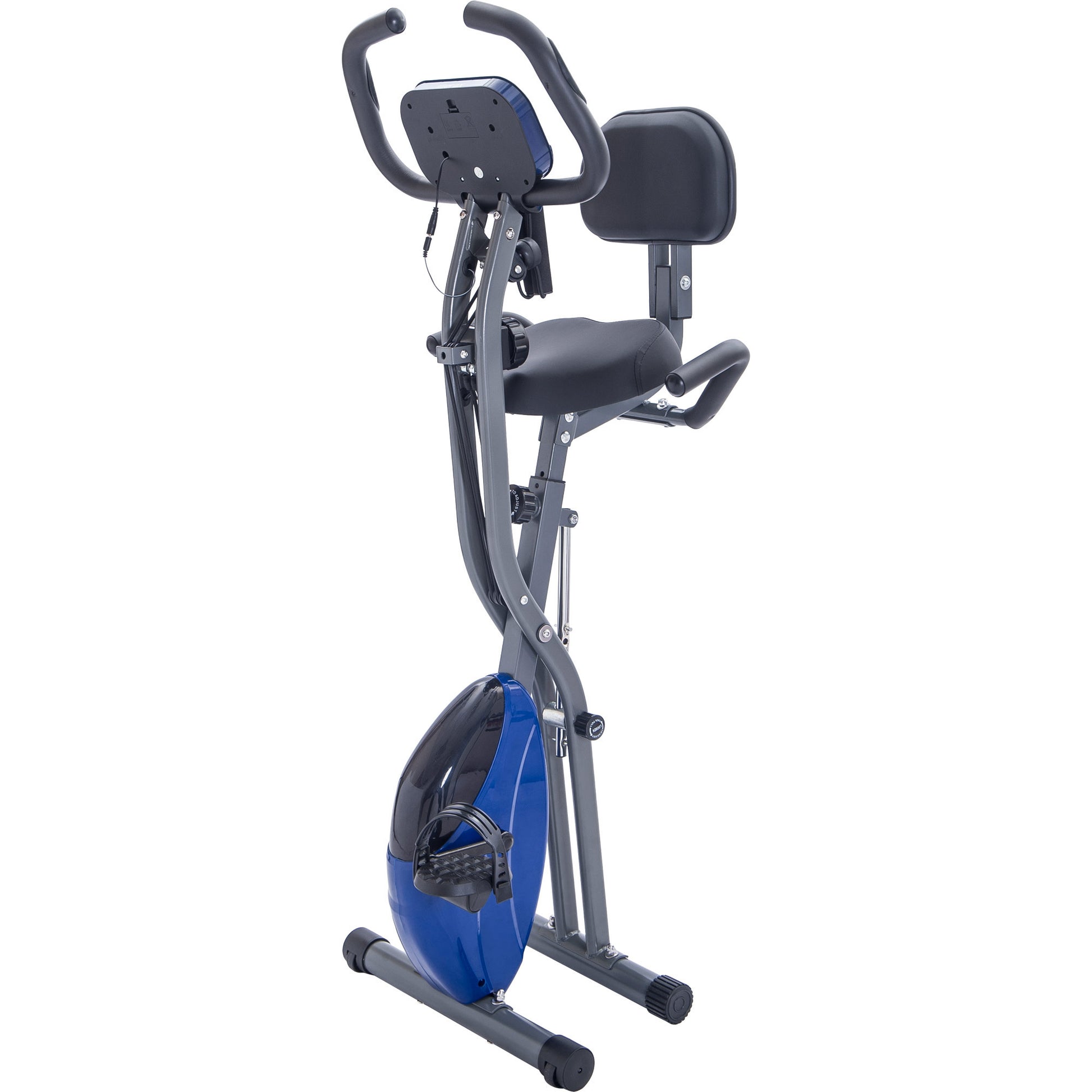 Folding Exercise Bike, Fitness Upright and Recumbent X-Bike with 16-Level Adjustable Resistance, Arm Bands and Backrest image 12