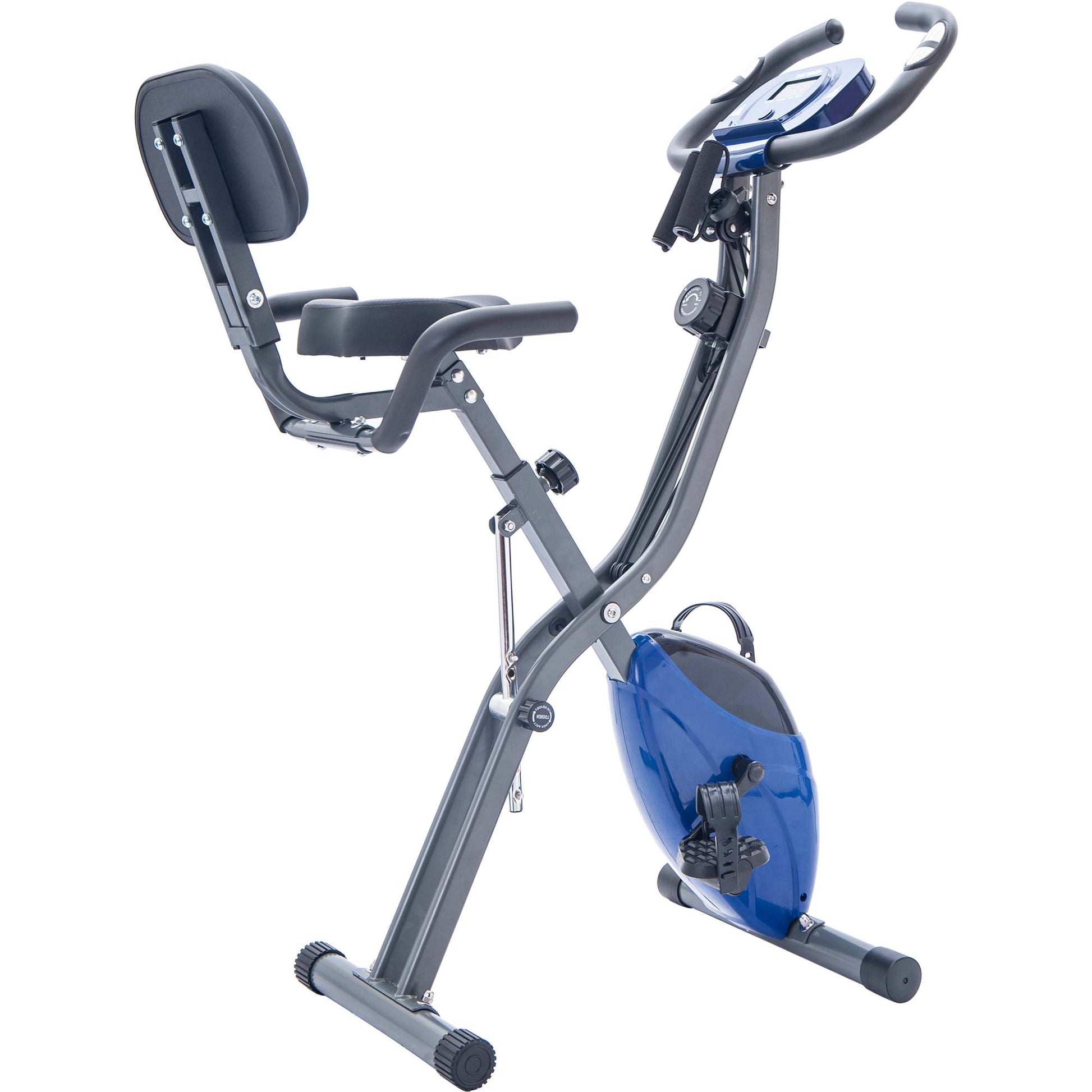 Folding Exercise Bike, Fitness Upright and Recumbent X-Bike with 16-Level Adjustable Resistance, Arm Bands and Backrest image 2